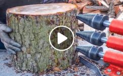 Extreme Fastest Heavy Wood Cutting Splitter Equipment Working, Dangerous Firewood Processing Machine