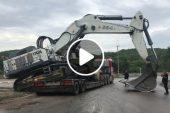 Transporting The 125 Tones Liebherr 984 Excavator By Side- Fasoulas Heavy Transports