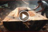 Man Turns Massive Log into Amazing CANOE