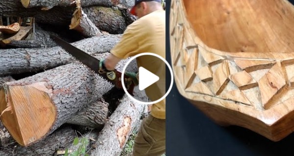 LOG TO BOWL WITH HAND TOOLS