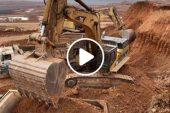 Caterpillar 365C & Caterpillar 245 Excavators Loading Mercedes And MAN Trucks